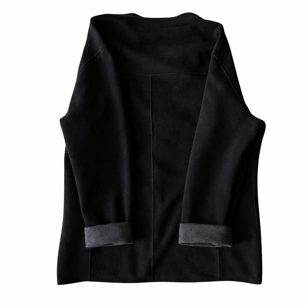 Maurizio Baldassari Reversible Black Gray Wool Jacket Cardigan XL 56 Italy Luxe - Picture 2 of 8
